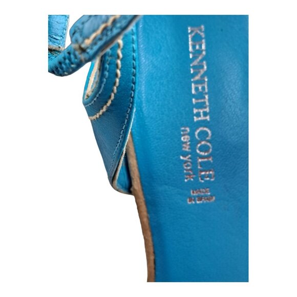 Kenneth Cole New York Women's Blue Leather Sandals Zipper Open Toe Heel Size 7 - Picture 10 of 10
